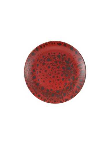 Plato Llano Redondo Porcelana Rojo 25 Cm Moire Porland