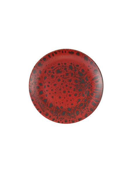 Plato Llano Redondo Porcelana Rojo 25 Cm Moire Porland