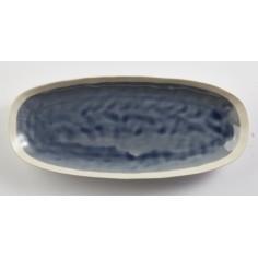 Plato oval azul gres esmaltado 25 cm Winter Pro.mundi