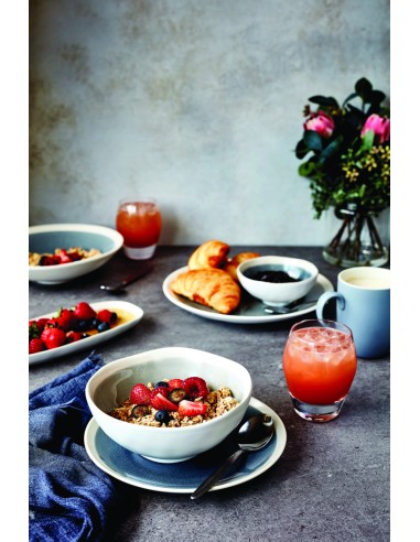 Plato oval azul gres esmaltado 25 cm Winter Pro.mundi