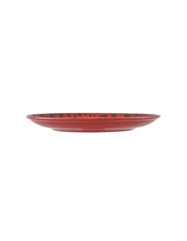 Plato Llano Redondo Porcelana Rojo 25 Cm Moire Porland