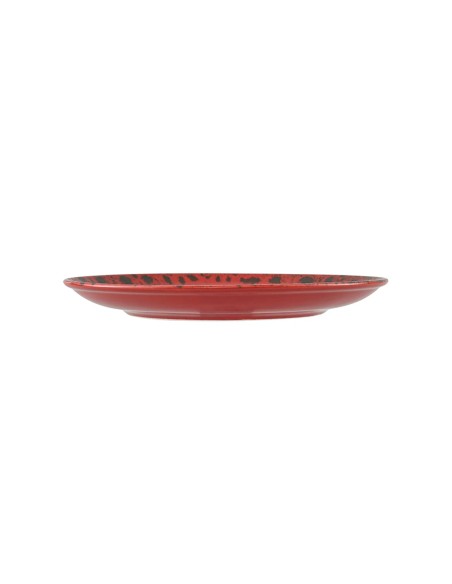 Plato Llano Redondo Porcelana Rojo 25 Cm Moire Porland