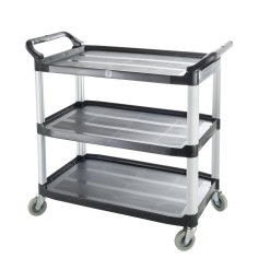 Carro de servicio plástico negro 3 niveles 102