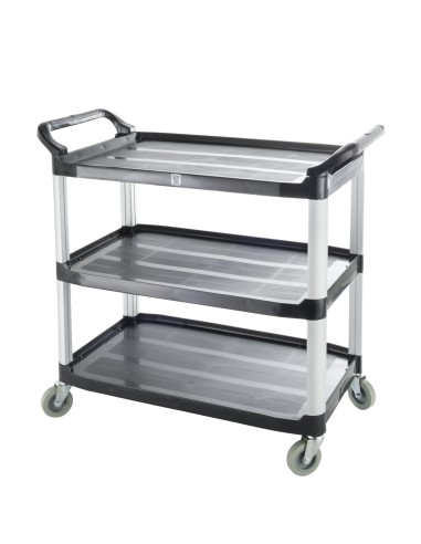 Carro de servicio plástico negro 3 niveles 102