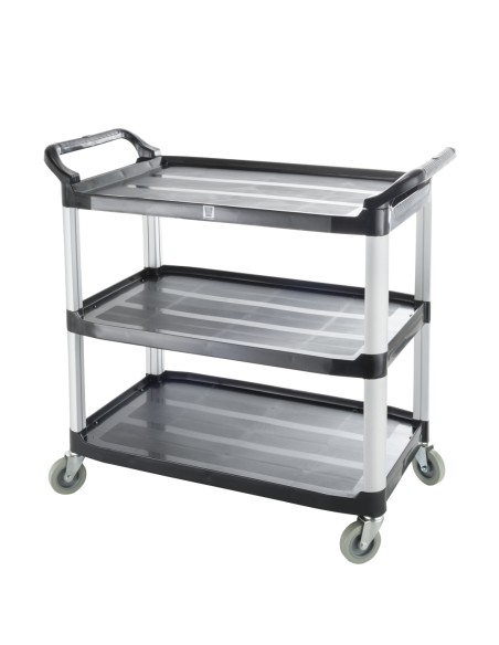 Carro de servicio plástico negro 3 niveles 102