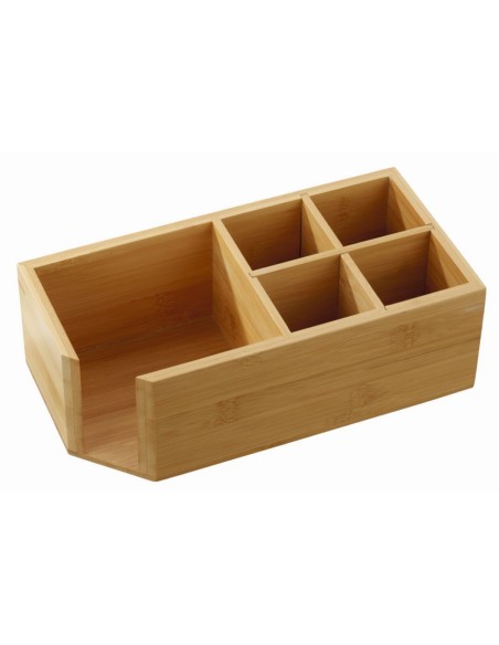 Dispensador con 5 compartimentos bambú 24x12x8 cm Pro.mundi