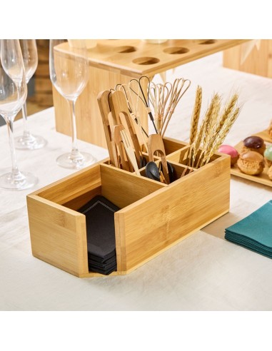 Dispensador con 5 compartimentos bambú 24x12x8 cm Pro.mundi