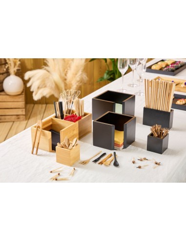 Dispensador de servilletas bambú negro 12x12x10 cm Pro.mundi