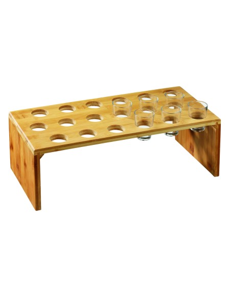 Expositor alto para conos de pino y vasitos de degustación de bambú 46 cm x 14 cm Pro.mundi