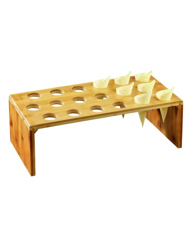 Expositor alto para conos de pino y vasitos de degustación de bambú 46 cm x 14 cm Pro.mundi