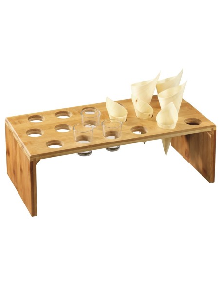 Expositor alto para conos de pino y vasitos de degustación de bambú 46 cm x 14 cm Pro.mundi