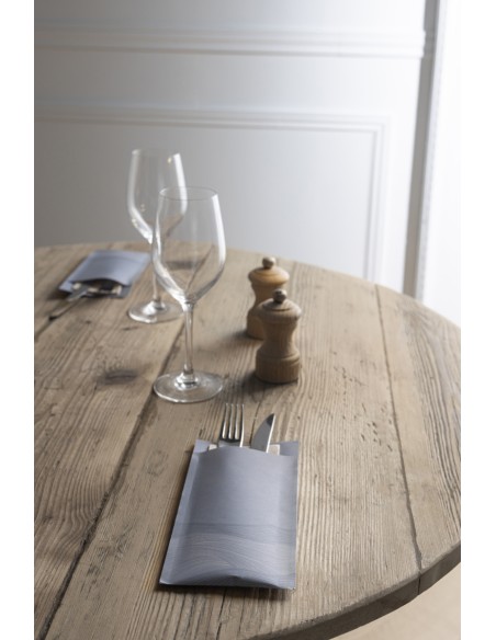 Funda de cubiertos gris papel 20x10 cm Waves Pro.mundi (50 unidades)