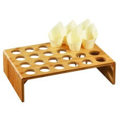 Gran expositor para conos de pino y vasitos de degustación de bambú 37 cm x 24 cm Pro.mundi