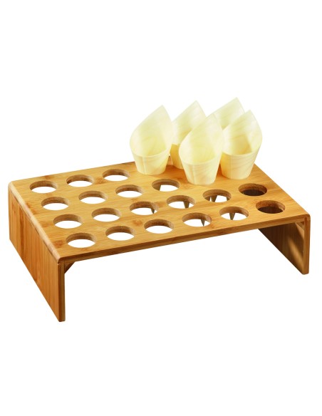 Gran expositor para conos de pino y vasitos de degustación de bambú 37 cm x 24 cm Pro.mundi