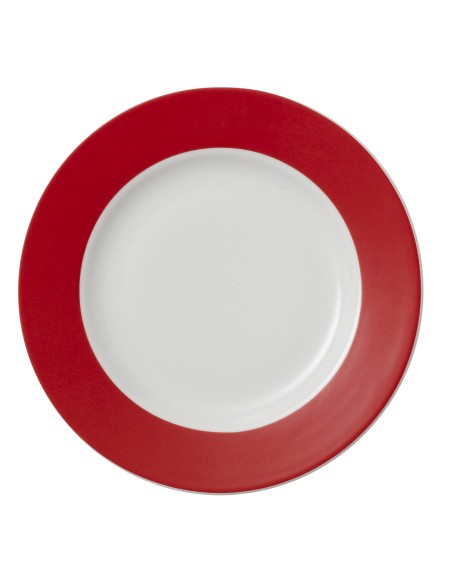 Plato llano redondo rojo porcelana Ø 26 cm Roma Color Pro.mundi