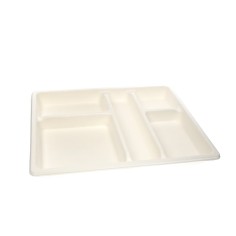 Bandeja para menú rectangular blanca bagazo 32x25