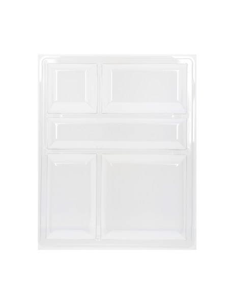 Tapa para bandeja de comida rectangular transparente plástico 32