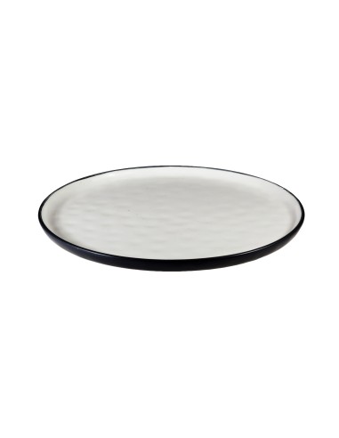Plato Llano Porcelana Blanco Negro 27.5 Cm Black Y White Tableswing