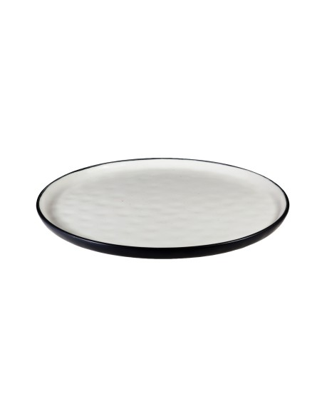 Plato Llano Porcelana Blanco Negro 27.5 Cm Black Y White Tableswing
