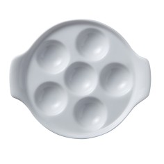 Plato para caracoles 6 agujeros redondo blanco porcelana Ø 14 cm Bistronome Pro.mundi