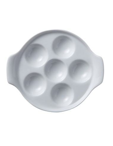 Plato para caracoles 6 agujeros redondo blanco porcelana Ø 14 cm Bistronome Pro.mundi