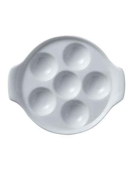Plato para caracoles 6 agujeros redondo blanco porcelana Ø 14 cm Bistronome Pro.mundi