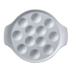 Plato para caracoles 12 cavidades redondo blanco porcelana Ø 21