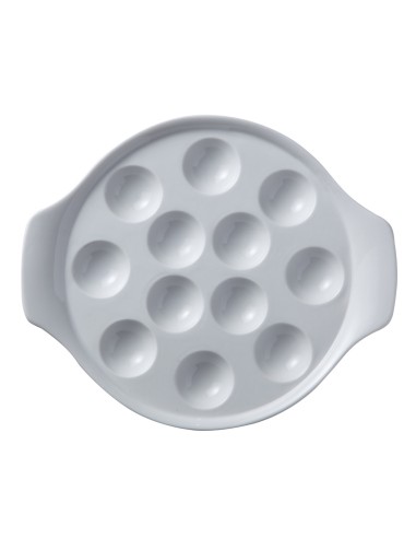 Plato para caracoles 12 cavidades redondo blanco porcelana Ø 21