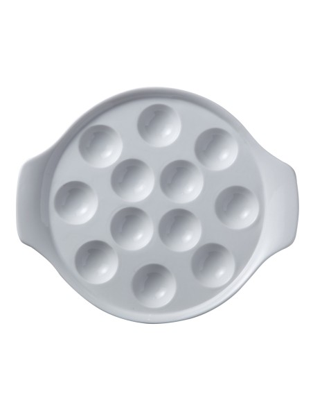 Plato para caracoles 12 cavidades redondo blanco porcelana Ø 21