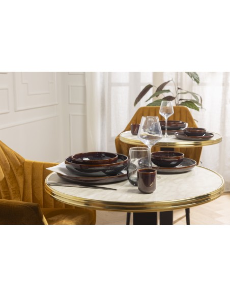 Plato Llano Redondo Marrón Azul Gres Esmaltado Ø 28 Cm Amber Accolade