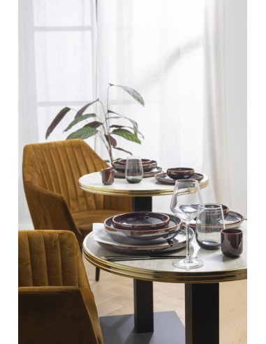 Plato Llano Redondo Marrón Azul Gres Esmaltado Ø 22 Cm Amber Accolade