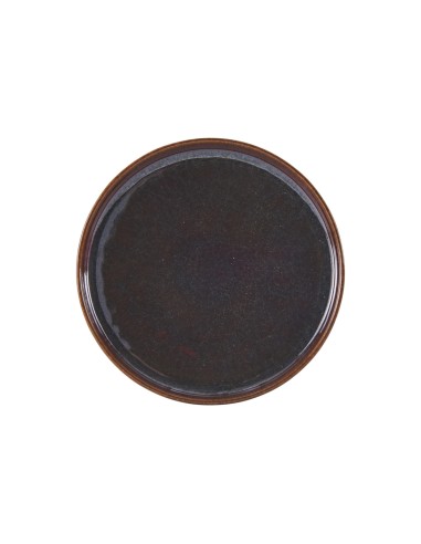 Plato Llano Redondo Marrón Azul Gres Esmaltado Ø 17 Cm Amber Accolade
