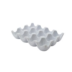 Soporte alveolado para huevos rectangular blanco porcelana 19 cm Pro.mundi