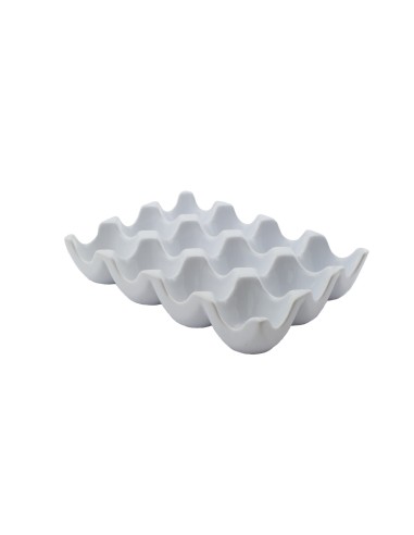 Soporte alveolado para huevos rectangular blanco porcelana 19 cm Pro.mundi