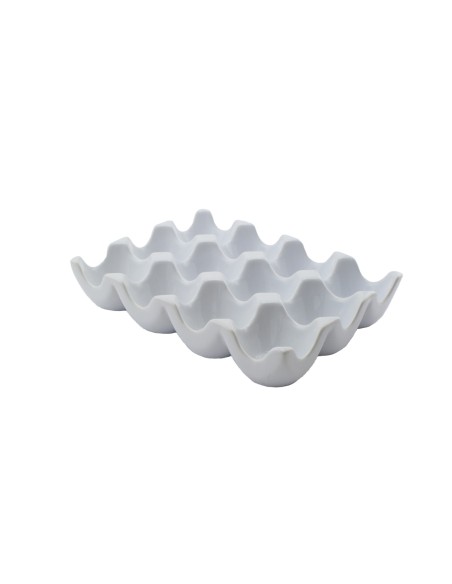 Soporte alveolado para huevos rectangular blanco porcelana 19 cm Pro.mundi