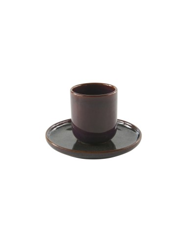 Taza Redonda Marrón Azul Gres Esmaltado 9 Cl Ø 5,5 Cm Amber Accolade