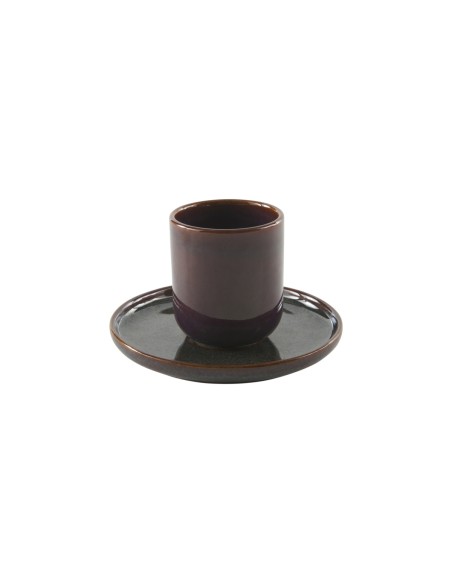 Taza Redonda Marrón Azul Gres Esmaltado 9 Cl Ø 5,5 Cm Amber Accolade