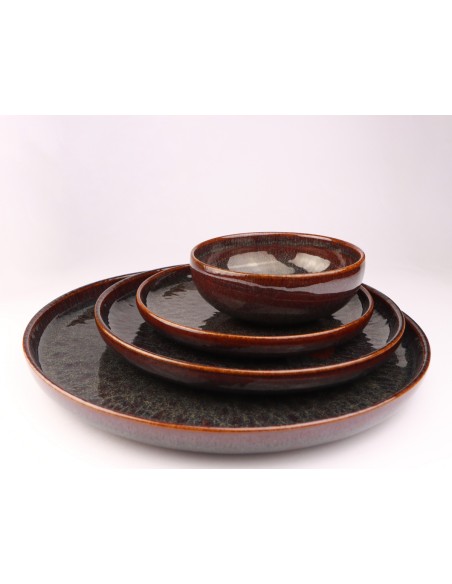 Taza Redonda Marrón Azul Gres Esmaltado 9 Cl Ø 5,5 Cm Amber Accolade