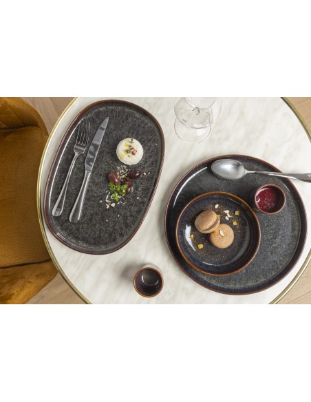 Taza Redonda Marrón Azul Gres Esmaltado 9 Cl Ø 5,5 Cm Amber Accolade