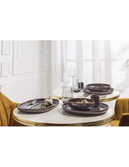 Taza De Espresso Redonda Marrón Azul Gres Esmaltado 9 Cl Ø 5,5 Cm Amber Accolade