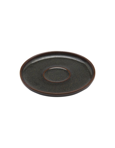 Platillo De Espresso Redondo Marrón Azul Gres Esmaltado Ø 12 Cm Amber Accolade