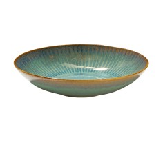 Plato Hondo Tipo Coupe Redondo Azul Verde Gres Esmaltado Ø 22 Cm Lotus Accolade