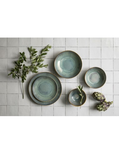 Bol Redondo Azul Verde Gres Esmaltado Ø 14 Cm Lotus Accolade